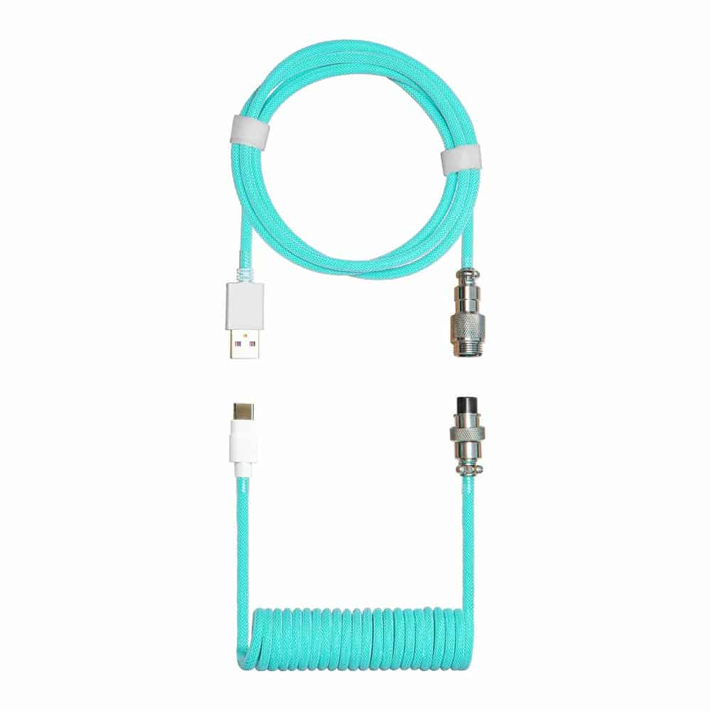 (image for) Cooler Master USB-C to USB-A Coiled Cable - Pastel Cyan